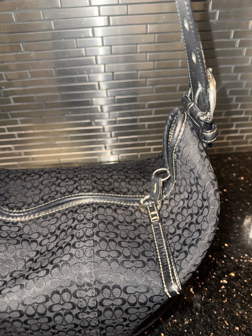 COACH Vintage Soho Signature Mini C Jacquard Hobo Shoulder Bag in Black - Picture 2 of 14